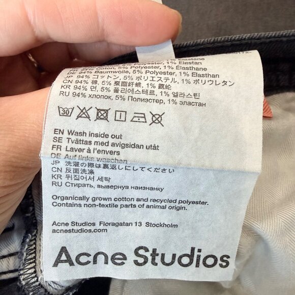 Acne Studios Slim Tapered Jeans , faded Black Men’s Size 32x32 N67 - Picture 12 of 12